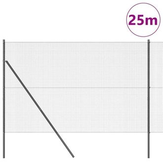 Berkfield Home Modern Welded Wire Fence with 13 Posts Grey 1.6x25 m Steel