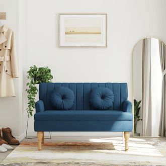 vidaXL Vidaxl - Banco Con Cojines Tela Azul 113x64,5x75,5 Cm