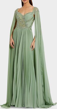 Mac Duggal Evening Pleated Cape Gown