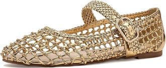 Kenneth Cole Tessa Womens Dress Flat Shoes Gold Woven : 7.5 M, Synthetic