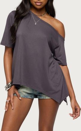 Edikted Josy One-Shoulder Top in Dark-Gray at Nordstrom, Size X-Large