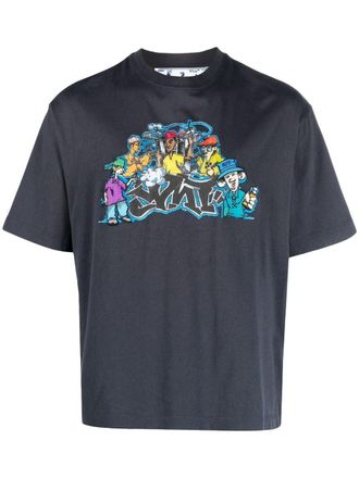 Off-white Graffiti logo-patch T-shirt - men - Cotton - S - Black