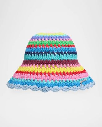 Ganni Striped Crochet Bucket Hat