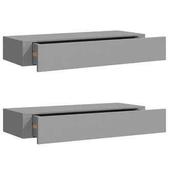 Berkfield Home Wall-mounted Drawer Shelves 2 pcs Grey 60x23.5x10cm MDF | Size: 60x23.5x10 cm
