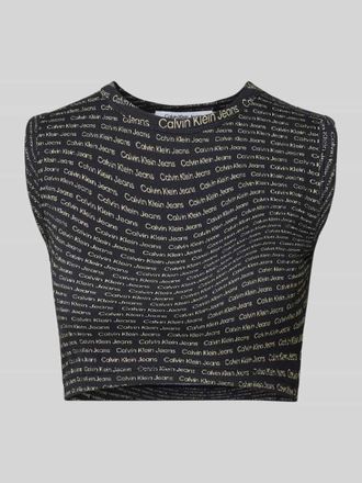 Calvin Klein Jeans Crop Top in Ripp-Optik in Black, Gr&ouml;&szlig;e XL