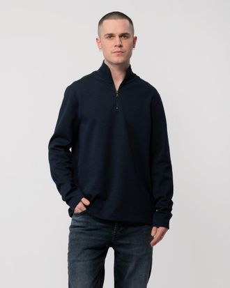 Ted Baker Mens Long Sleeve 1/4 Zip Sweatshirt in Navy Cotton - Size X-Large