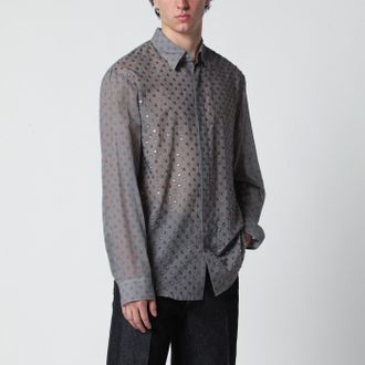 Dries Van Noten Camicia grigia con paillette