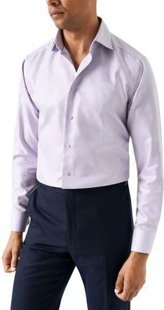 Eton Contemporary Fit Houndstooth Dress Shirt in Light Purple at Nordstrom Rack, Size 15