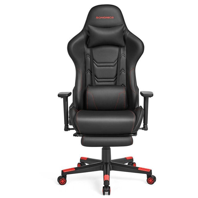 Chaise De Bureau SONGMICS - Pivotante, Accoudoirs Rabattables, Appui-tête Et Lombaire - Toile Noire