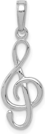 Diamond2Deal 14K White Gold 3-D Treble Clef Pendant