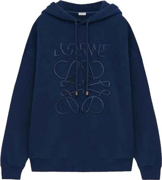 Loewe Split Logo Relaxed Fit Hoodie - Heren - Sweatshirts & Hoodies - Blauw - Maat: XL Katoen