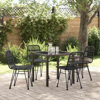 vidaXL Conjunto De Comedor De Jard&iacute;n 5 Pcs Negro Polirat&aacute;n Vidaxl