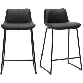 Miliboo Sgabelli da bar neri e metallo H65 cm (confezione da 2) BOOST
