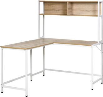 HOMCOM Homcom - Escritorio de Ordenador en Forma de l con Estantes Abiertos 140x125x149 cm