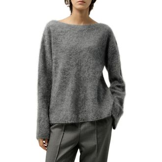 LilySilk Boat-neck Brushed Cashmere Sweater in Thunder at Nordstrom, Size Large