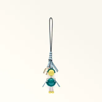 Furla Sfera Charm Amatore Blue Blu Metallo + Smalto + Pelle Di Vitello Sidney Donna