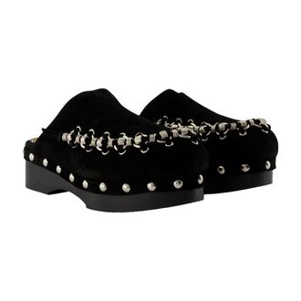 Toga Archives Womens Clog Black Calfskin Slippers