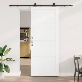 Berkfield Home Sliding Door with Hardware Set ORKDAL White Solid Wood Pine