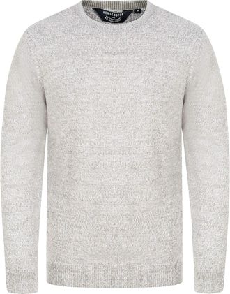 Kensington Eastside Mens Pendleton Crew Neck Jumper in Mid Grey Marl/Optic White Twist - XL