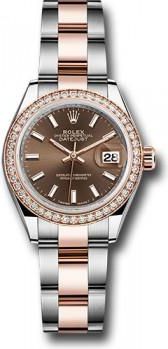 Rolex Datejust Chocolate Dial Automatic Ladies Steel and 18K Everose Gold Oyster Watch 279381CHSO