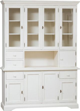Biscottini International Vitrina Country De Madera Maciza De Tilo Acabado Con Efecto Blanco Envejecido 156x50x200 Cm