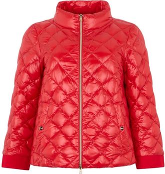 Herno Rode gewatteerde jas met hoge kraag - Dames - Winterjassen - Rood - M - Jassen