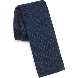 Brioni Knit Silk Tie in 4100Navy at Nordstrom Rack