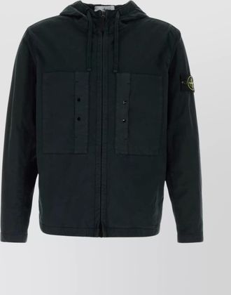 Stone Island cotton stretch jacket with hood and pockets