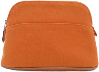 Herm&egrave;s Feu Orange Canvas Pouch (Pre-Owned)