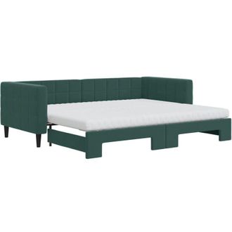 vidaXL Vidaxl - Sof&aacute; Cama Nido Con Colch&oacute;n Terciopelo Verde Oscuro 90x200 Cm
