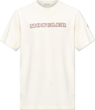 Moncler Tops, Heren, Beige, S, Katoen, Logo T-shirt