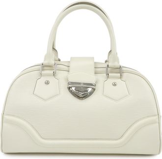 Louis Vuitton Montaigne Bowling Epi Leather White Leather Handbag (Pre-Owned)
