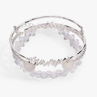 Alex and Ani Mama Silver Beaded Bangle Set of 3 at Nordstrom