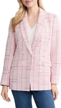 Jones New York Faux Double Breasted Tweed Jacket in Petal Pink Multi at Nordstrom, Size X-Small