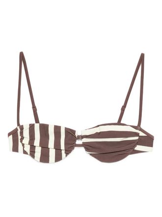 Sir. Top bikini Linocut a righe - Marrone