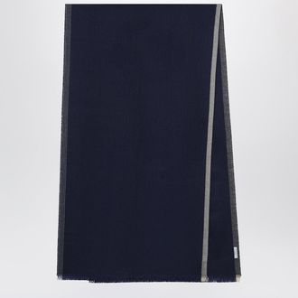 Brunello Cucinelli Sciarpa in lana e cashmere blu/marrone/grigia