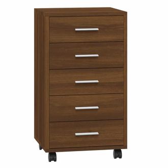 vidaXL Cajonera Con Ruedas Madera Contrachapada Marr&oacute;n Roble Vidaxl