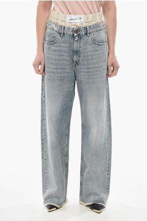 Erika Cavallini Semi Couture Vintage-Effect Jeans with Double-Fabric Detail 25cm size 44