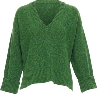 Ganni Ganni Recycled Wool Blend Vneck Cropped Sweater Top