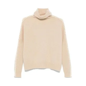 Kujten Kujten, Truien & Vesten, Dames, Beige, L, Kasjmier, Kasjmier Gebreide Rolhals Trui