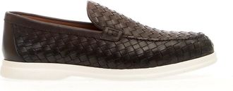 Doucal's Brown Woven Leather Moccasin