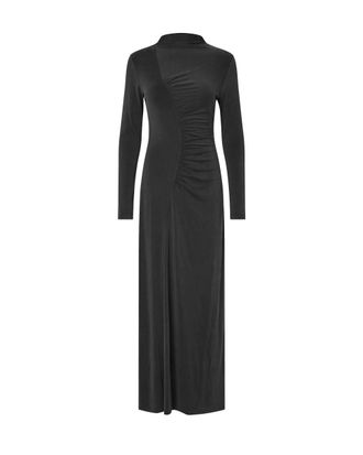Sams&oslash;e & Sams&oslash;e Black Saandressa High Neck Ruched Maxi Dress