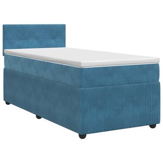 vidaXL Cama Box Spring Con Colch&oacute;n Azul Oscuro 100 X 200 Cm Terciopelo Vidaxl