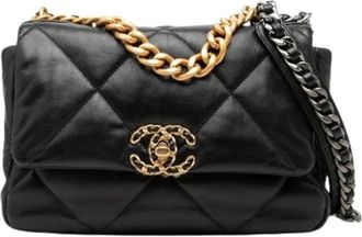 Chanel Pre-owned 19 Flap Bag - Dames - Vintage Schoudertas - Zwart - ONE Size - Leer - Vintage