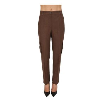 Blugirl Slim-fit Trousers, female, Brown, Size: 2XS Pant.cargo Lino Enver Satin Marrone