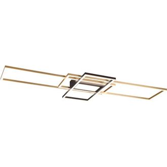 Trio irvine plafoniera led 60W 7100lm, 3000 - 6500K 3 rettangoli ottone e nero con luce centrale con telecomando multifunzione regolazione
