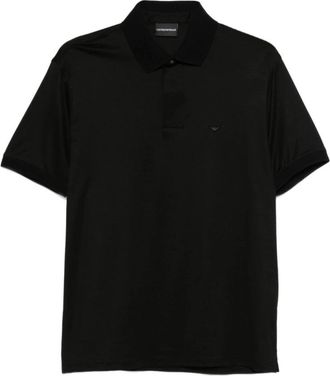 Emporio Armani Polo shirt met logo-borduring - Heren - Polos - Zwart - S - Katoen - Tops