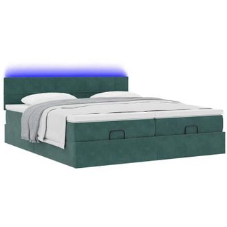 vidaXL Estructura De Cama Otomana Colchones Terciopelo Verde Oscuro Vidaxl