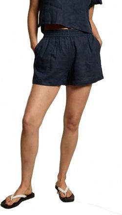 perfectwhitetee Womens Malin Linen Short In Navy Blue