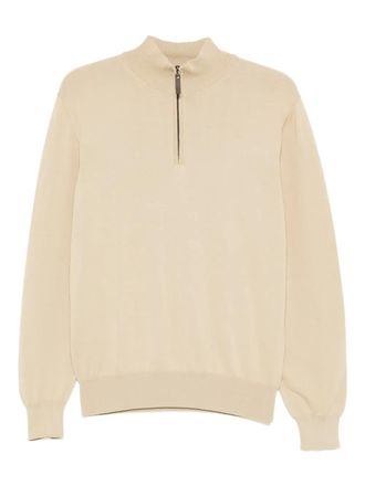 Canali zip funnel-neck polo shirt - Neutrals
